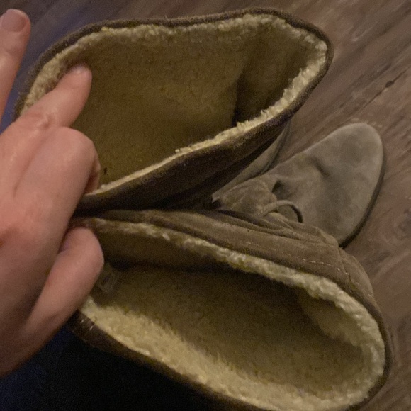 Aldo suede tie up zipper knee high fleece lined boots size 8 cream color taupe - Picture 8 of 10